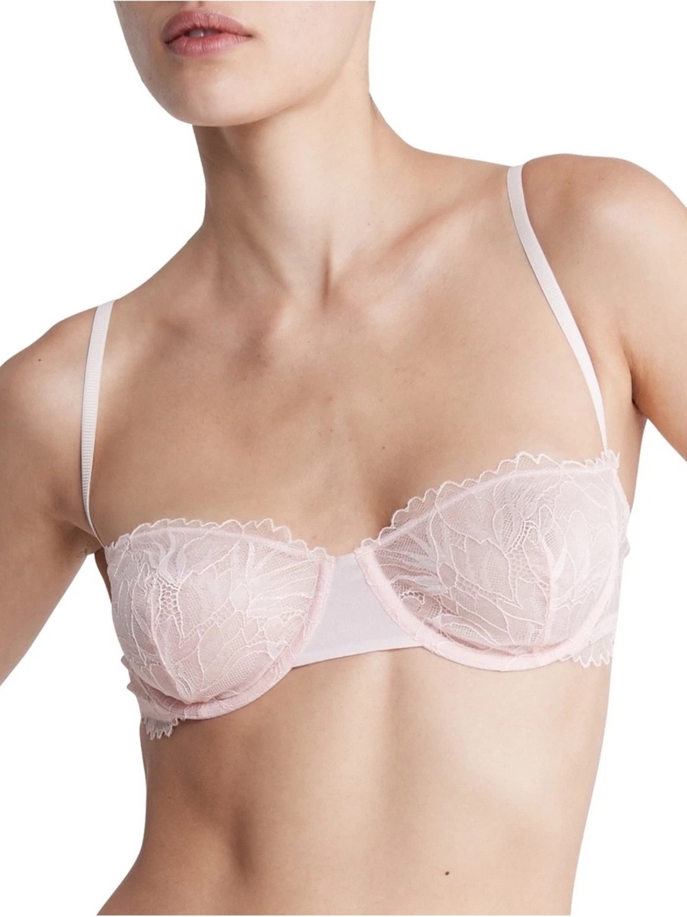#357- NEW Calvin Klein Light Pink Lace Balconette Bra